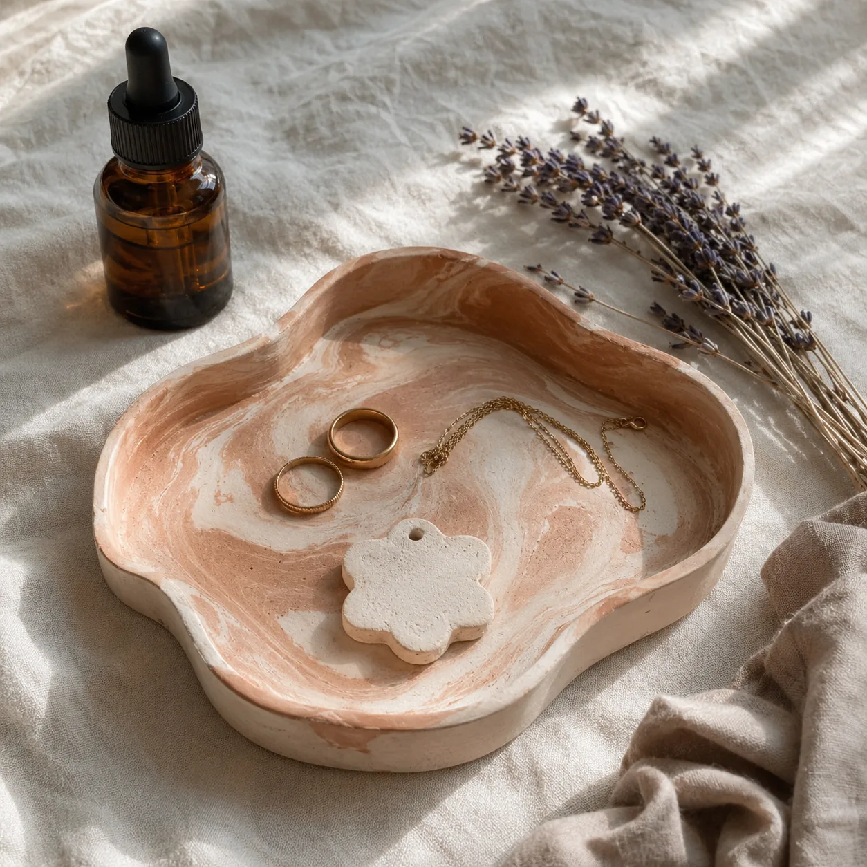 Handmade plaster trinket tray