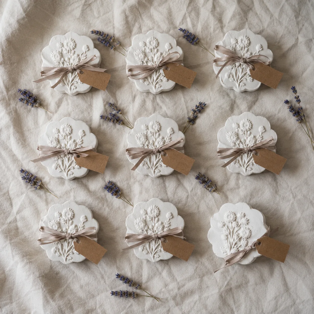 Personalized plaster flower wedding favors