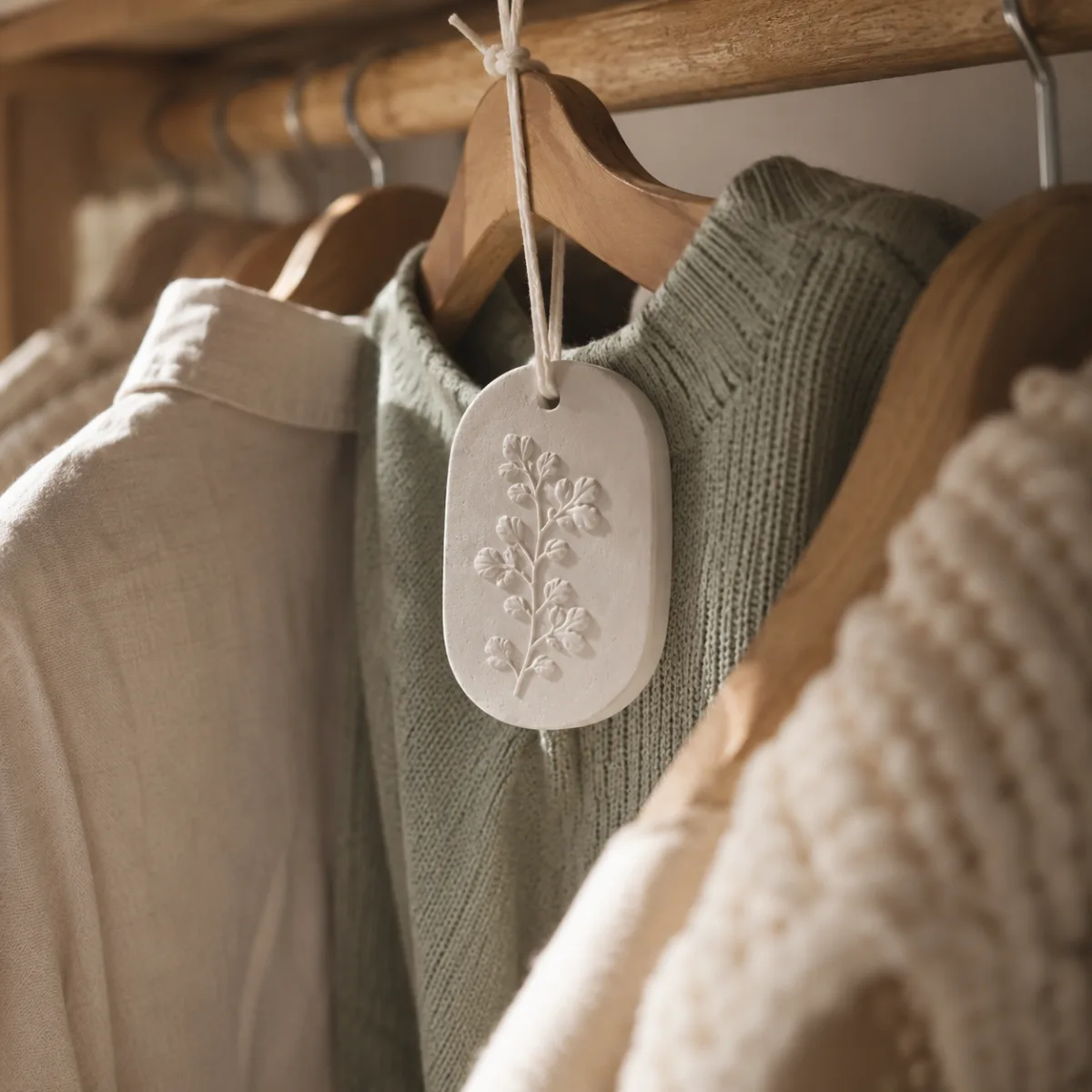 Aroma stone hanging in a closet